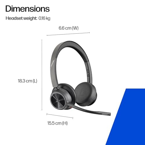 HP Poly Voyager 4320 UC Wireless Headset - Noise-Canceling Boom Mic - Connect to PC via USB-C to USB-A Adapter, Cell Phone via Bluetooth - Microsoft Teams certified — view 6