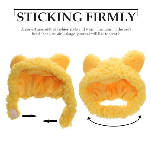 2pcs Plush Cat Costume Hat for Pets Adjustable Warm Cartoon Style — view 3