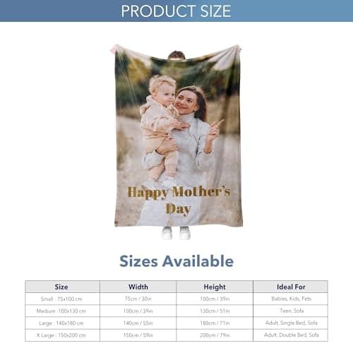 Personalised Photo Blanket, Customised Blanket with Pictures, Soft & Cosy Custom Blanket for Adults & Kids, Thoughtful Gifts for Mum, Dad, Best Friend, Boyfriend, or Girlfriend — view 2