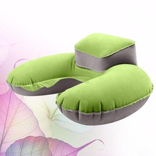 ERINGOGO U Shaped Inflatable Head Neck Cushion for Travel Outdoor Use Green — view 5