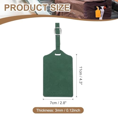 PATIKIL Suitcase Tags, Deep Green Leather Luggage Name Tags Travel Accessories Airplane Essentials with Private Protection for Flying Hotel Check in Luggage Bags Men Women, 1 Pcs — view 2