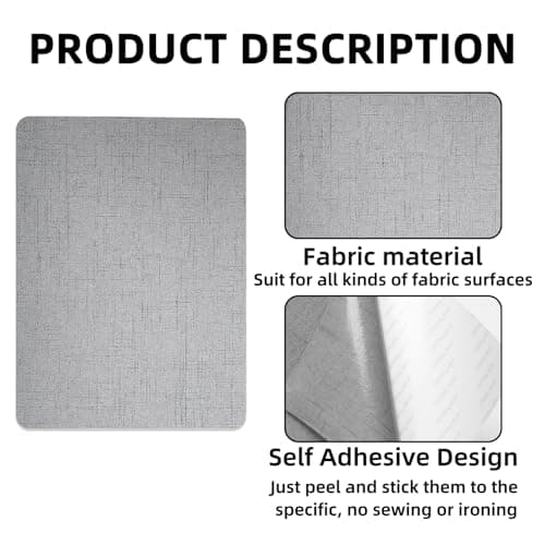 2 PCS Canvas Repair Patches,Waterproof Self-Adhesive Fabric Repair Kit for Sofas, Tents, Furniture, Car Seats, Lounge Chairs, Awnings（Grey） — view 5