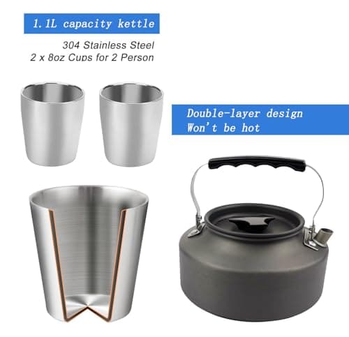 17pcs Camping Cookware Mess Kit, Protable Aluminium Pots and Pans — view 4
