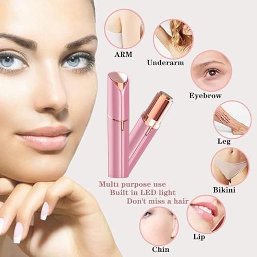 Lady Shaver for Women, Facial Hair Remover, Facial Hair Remover for Women, USB Rechargeable Facial Epilator, Hair Removal Device for Peach Fuzz/Facial Hair/Lip/Chin Travel Size(Pink) — view 2