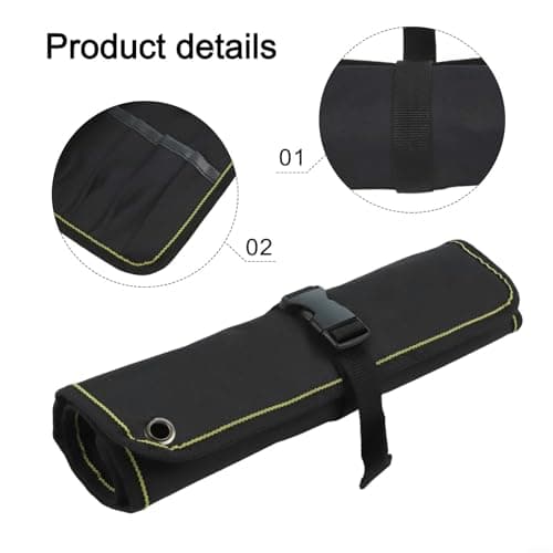 Trayneel Motorcycle Tool Roll Bag Multi Pocket Large Capacity Thickened 600D Oxford Cloth for Mechanics Electricians Plumbers DIY Repair Kits Portable Onboard Luggage(Black) — view 5