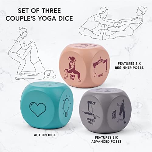 Myga Yoga Dice - Set of 3 Dice with Partner Yoga Poses and Actions for Exercise, Fitness and Full Body Workout - Soft & Lightweight Dice great for Travel and Family Fun - Ideal for Gifting — view 2