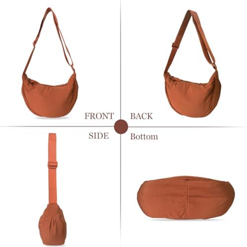LOCCY Crescent Bag for Women Nylon Crescent Bag Dumpling Bags Nylon Crossbody Bags Women with Adjustable Strap Portable Crescent Purse for Daily Use (orange) — view 6