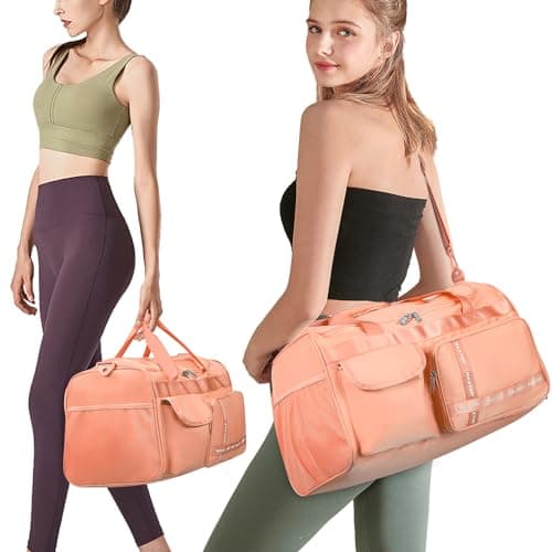 MAXTOP Travel Duffle Bag for Women Carry On Tote Weekender Overnight Bag Large Capacity Duffel Bag with Shoe Compartment,Gym Tote Bag with Dry and Wet Separation Orange — view 2