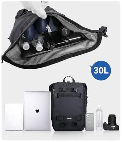 Rhinowalk Motor Saddle Bag Motorcycle Pannier Bag Waterproof Multifunctional Rear Rack Trunk Seat Bag (Black, 30L) — view 4