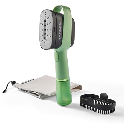 Morphy Richards Vibe Travel Garment Steamer & Storage Bag, No Ironing Board Needed, Travel Iron, Lightweight, Quick Heat-up, Detachable Water Tank, Detachable Lint Brush, Green, 361002