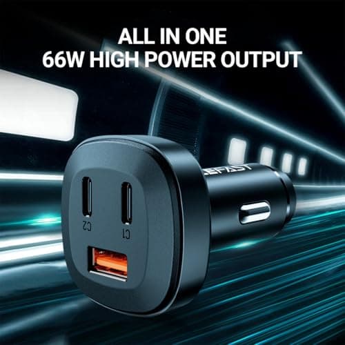 ACEFAST Fast Car Charger USB-C – 66W / 165W PD3.1 Multi-Port Car Adapter, USB-C & USB-A Fast Charging for iPhone, Samsung, Android, iPad, Laptop, Tablet, Gaming & DJI Devices — view 2