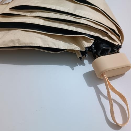 Maibar Travel Umbrella Mini Portable Lightweight Compact Umbrella Small Folding Sun Umbrellas for Women (Beige) — view 4