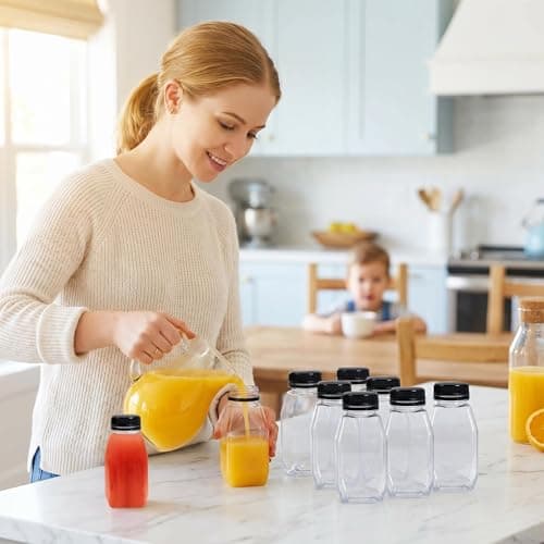 6 PCS 280ml Mini Fridge Bottles, Aesthetic Small Milk Bottles with Secure Lids, Reusable Durable Portable Water Bottles, Ideal for Milk, Juice, Drinks and Outdoor Travel Storage — view 4