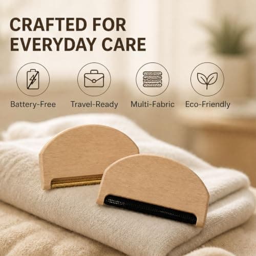 2Pcs Wooden Cashmere Comb, Pocket-Sized Fabric Shaver for Travel — view 5