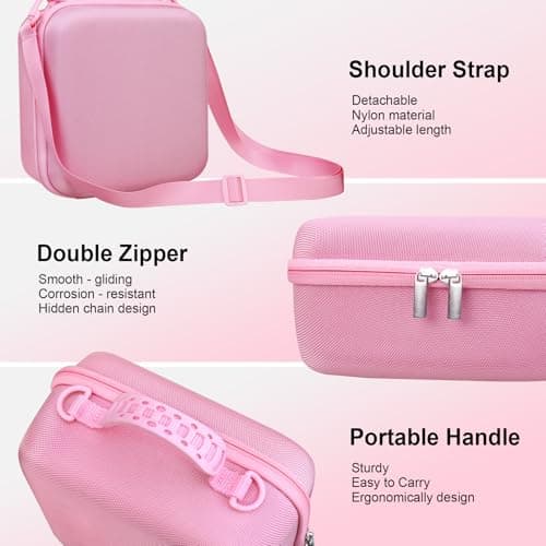 RAIALL Camera Case for Sony Alpha a6000/a6100/a6400/a6700/ Sony Alpha 7 II III IV/7R V Mirrorless Digital Camera and Lens, Vlogging Camera Hard Travel Bag with a Shoulder Strap and 3 Dividers, Pink — view 5