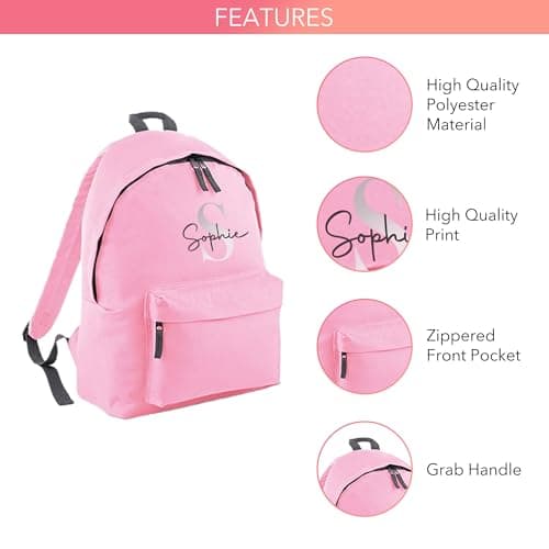 Print Maniacs Personalised Backpack for Kids Back to School 18 Litres Rucksack with Name Ideal for Boys, Girls, Toddlers,and Primary School Students Perfect School Bag Pink — view 3