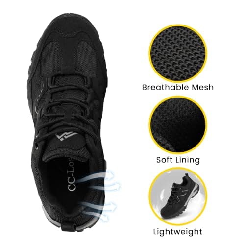 CC-Los Women's Waterproof Outdoor Walking Shoes Non-Slip Lightweight Hiking Black Size 4.5 — view 5