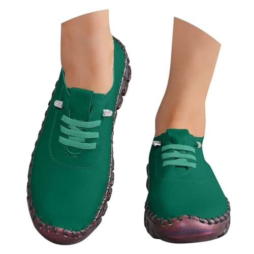 Walking Shoes for Women UK Womens Trainers Waterproof Non Slip Walking Shoes Lightweight Soft Wide fit Running Sneakers Casual Orthopedic Shoe Lace up Sneaker for Tennis Gym Tennis Blackish Green 7 — view 2