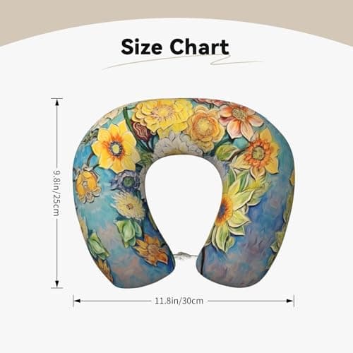 ZhRiYan Oil on Canvas Flowers Memory Foam Travel Pillow - U-Shaped Neck Support, Perfect for Cars, Home Office, and Leisure Activities. — view 5