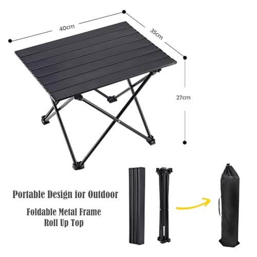 Folding Camping Table 40cm, 50 Oz Portable Aluminium Picnic Table Outdoor — view 3