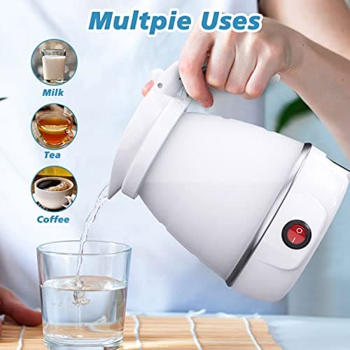 YudouTech Foldable Electric Kettle, Camping Kettle, Mini Travel Silicone Electric Water Boiler, Tea Coffee Maker, Portable Coffee Kettle with Separable Power Cord for Outdoor Hiking Camping — view 4