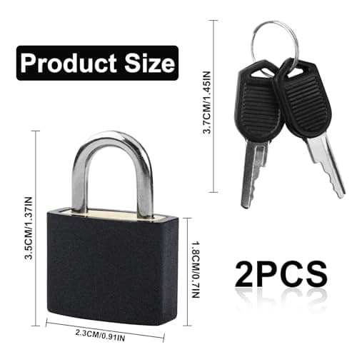 Suitcase Locks with Keys, 2 Pcs Small Padlocks Luggage Locks with Keys Travel Lock for Travel School Gym Luggage Bag (Black) — view 2