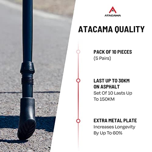 ATACAMA Walking Stick Rubber Tips for Nordic Walking - Extra Grip and Soft - 10 Pcs Rubber Tips Sticks for Hiking Stick - Hike Pole Cover Universal Pad - Black Walking Pole Ends - Trekking Equipment — view 2