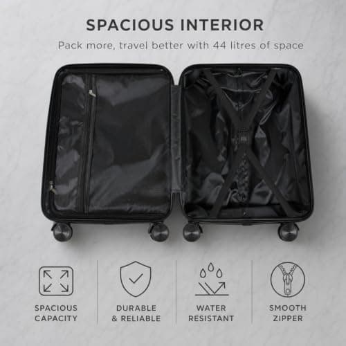 Cabin Suitcase 55x40x20cm – Lightweight Hard Shell Cabin Luggage with 4 Double Spinner Wheels, Telescopic Handle & Organised Interior – Small Cabin Size Carry On Travel Suitcase (White) — view 6