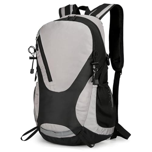 Outplea 30L Hiking Backpack for Men Women, Waterproof Outdoor Daypack Reflective with Waist Belt for Walking, Grey