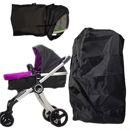 Crabop Extra Large Stroller Bag for Double Pushchairs - Waterproof Gate Check Travel Backpack with Padded Straps & ID Window - Heavy Duty Nylon Pram Cover for Airplane — view 4