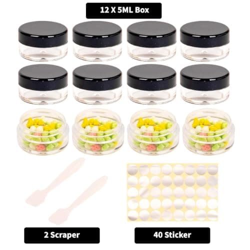 12 Pcs sample pots,5ml with lids cosmetic pot, mini cream empty containers,black small with makeup lip balm jars,for travel face cream, samples, cosmetics empty pot — view 3