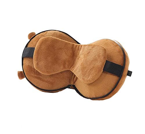 ZKOOO 2 in 1 Portable Neck Pillow with Eye Mask Cute Soft Memory Foam Travel Pillow Adjustable Neck Head Support Rest Cushion for Sleeping on Car,Airplane,Office