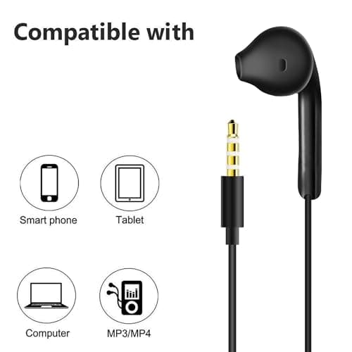 2 Pack Earphones Wired Headphones In Ear Wired Earbuds with Microphone Noise Isolating Headset remote sound control Compatible With Phone Samsung Huawei Android Smartphones Tablets Laptops — view 4