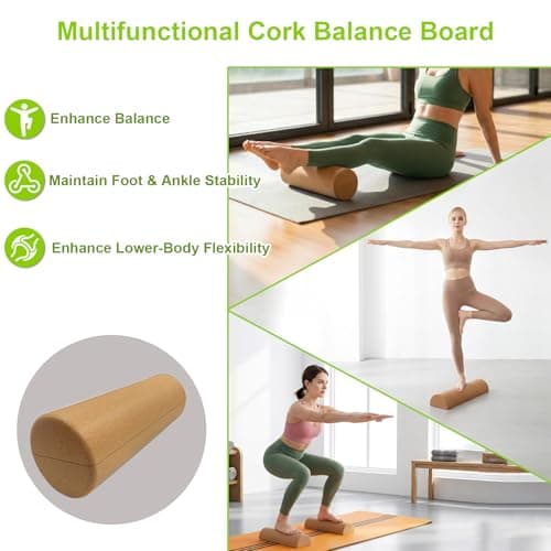 4-in-1 Cork Balance Board Set – Foot Strengthener & Ankle Stability Trainer with Roller, Massage Ball & Toe Bands – Fall Prevention Compact Wobble Board for Home Physio, Office & Seniors — view 4
