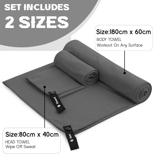 Sinand Microfibre towel 2 Pack |160x80cm+80x40cm| Ultra Lightweight Gym Towel, Quick Dry Microfiber Towels for Sports Travel Camping Beach Swimming (Dark gray) — view 6