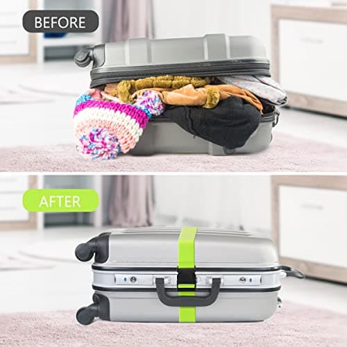 Flintronic 2 Pcs Luggage Straps with Luggage Tags, Adjustable Packing Belts for Suitcases Security Non-Slip Travel Belt Travel Accessories（Green） — view 5
