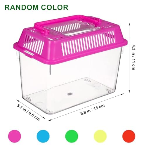 UKCOCO 4 pack Portable Fish Tank Handheld Plastic Aquarium with Handle Transparent Turtle Box Small Fish Tank for Goldfish Turtle Hamster Breeding Case Pet Transport and Feeding — view 6