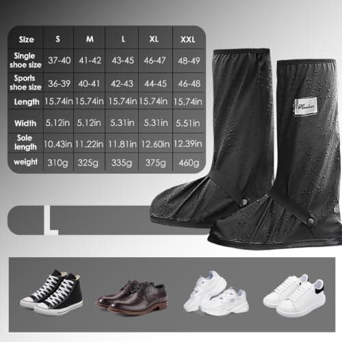 Raisand Waterproof Shoe Covers, Non Slip Waterproof Overshoes with Zip and Reflective Strips, Reusable Waterproof Shoe Covers for Cycling, Fishing and Outdoor Activities, Size L Fits EU 42–43 — view 6