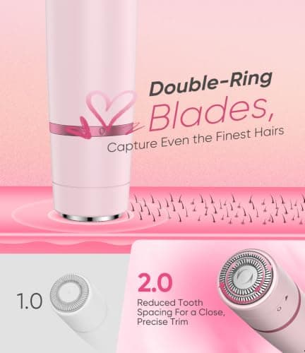 Facial Hair Remover for Women,4-in-1 Bikini Trimmer Women,USB C Mini Lady Shavers with 4-Level Battery Indicator (25%, 50%, 75%, 100%) Eyebrow Razor,Nose Trimmer,for Face Nose/Ear Body,Pink — view 5