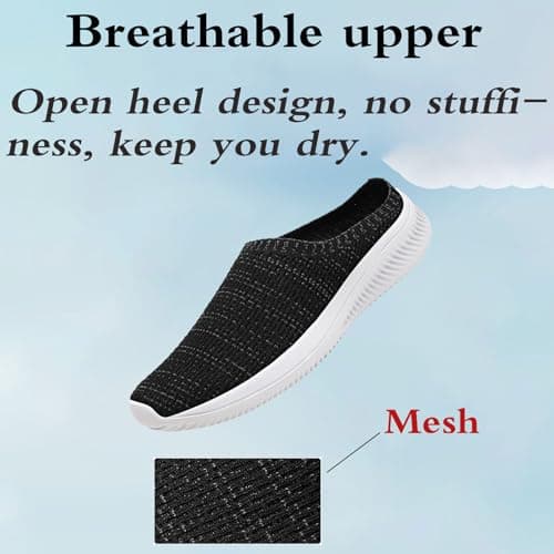 Backless Walking Shoes,Backless Mules Mens,Slingback Slip On Mesh Stretch Trainers,Casual,Lightweight,Breathable,Non Slip,Soft,for Outdoor Hiking Walking,Shopping,Work Blue — view 4