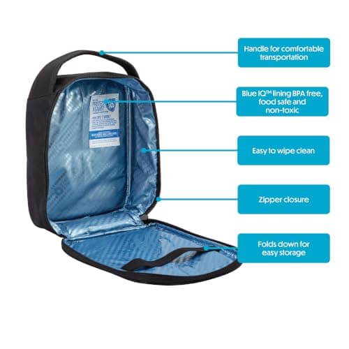 Smash Insulated Lunch Bag, Fabric, 8cm x 18cm x 25cm,Black — view 5