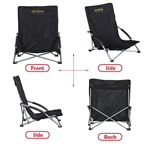 Unibos Set of 2 Folding Low Camping Chair, Lightweight,Foldable,Portable Garden Beach Chair Perfect for Camping,Garden,Festivals,Fishing,Caravan Trips and BBQs (Black) — view 2