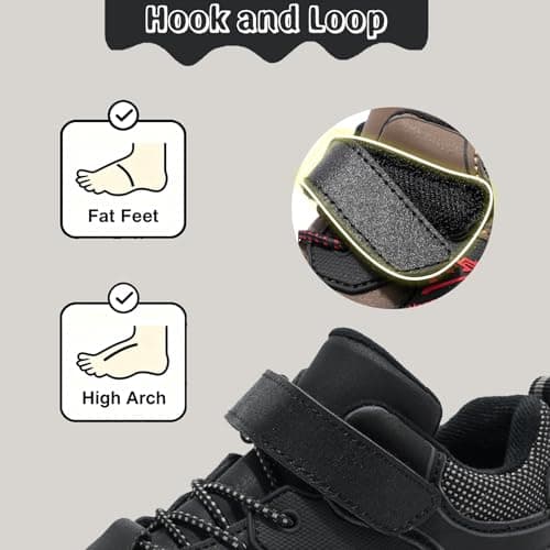 Unitysow Kids Hiking Boots Boys Waterproof Walking Shoes Trainers Children Outdoor Lightweight Trekking Footwear Camping Climbing Shoes Sneaker,Black,1 UK — view 3