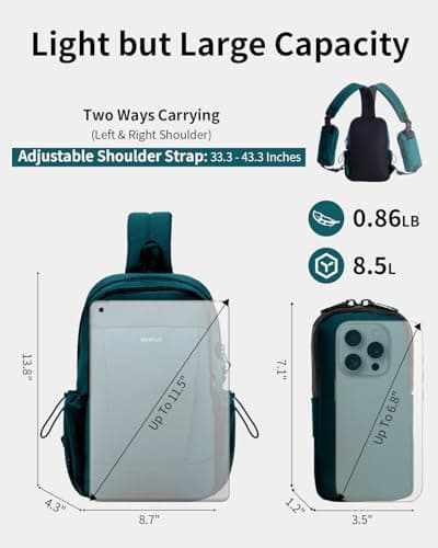 ECOHUB RFID Blocking Sling Bag, Anti-Theft Crossbody Bag for Travel, Sports — view 5