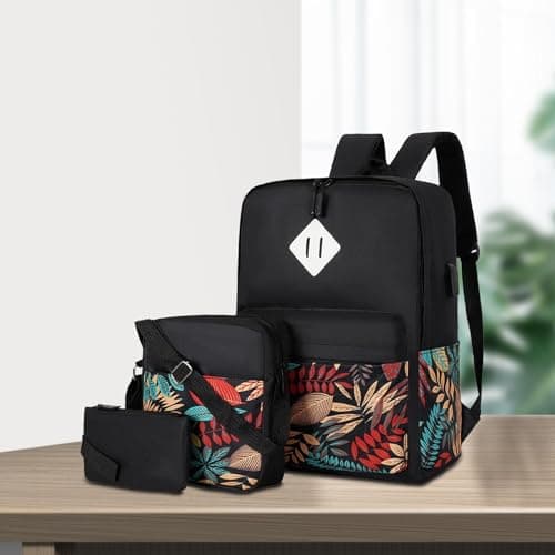 LOVIVER Laptop Backpack Hand Bag Gift Business Casual with USB Charging Port College School Computer Bag Crossbody Bag for Men Women, Black — view 5