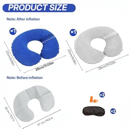 WZHHDM Inflatable Neck Pillow For Travel, 2PCS Inflatable Travel Pillow — view 2