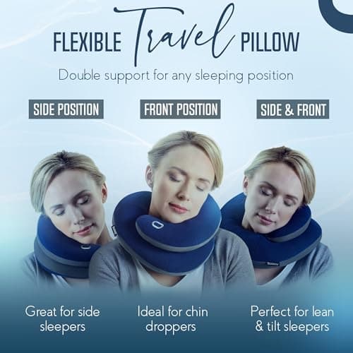 BCOZZY Travel Neck Pillow for Airplane, Head & Chin Support, X-Large Black — view 3