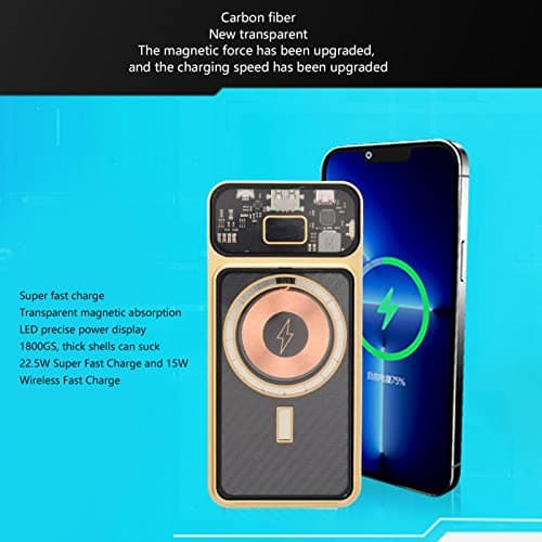 Vomeko 22.5W Fast Charging Power Bank, Wireless Magnetic Power Bank,Carbon Fiber Backplane 15W Wireless Mobile Power Outdoor Camping Power Supply — view 4