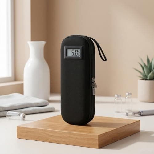 Travel Insulin Cooler Bag with Built-in Thermometer Display(Black) — view 5