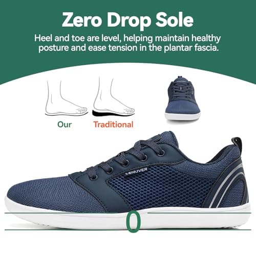 gitzing Barefoot Shoes for Womens Mens Wide Outdoor Trail Minimalist Running Trainers Walking Shoes Lightweight and Breathable Sneakers Unisex-Classic Blue 10.5 UK(45 EU) — view 3
